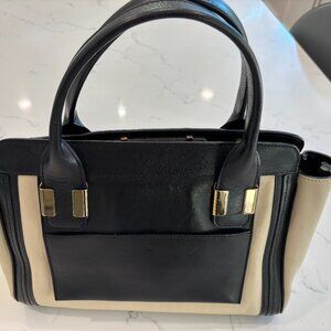 CHLOE  Calfskin Medium Alice Satchel Husky White and Black